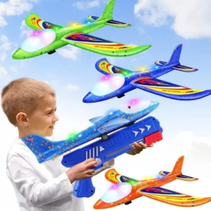 3 Pack Foam Airplane Launcher Toys, 2 Flight Mode Glider Plane,Kids Flying Toy,3 4 5 6 7 8 9 10 11 12 Year Old Boys Girls Gifts,Outdoor Sport Party Favor